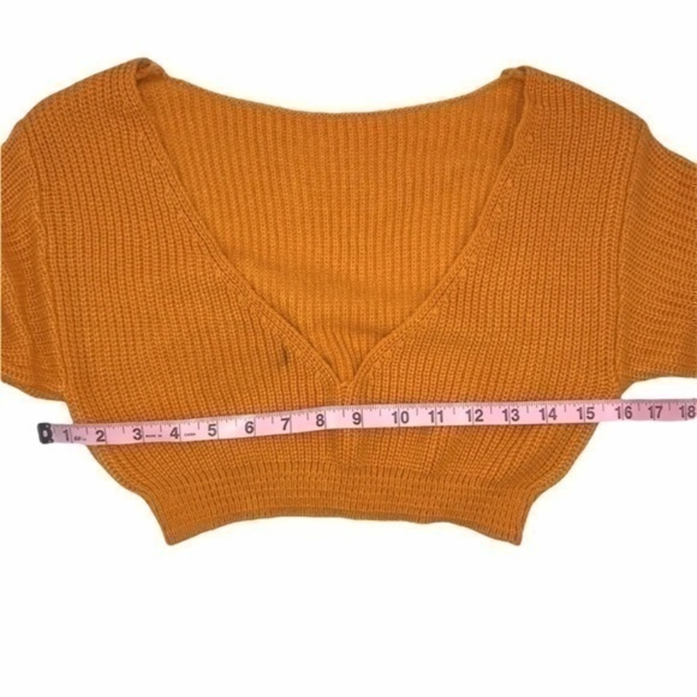 U Neck Yellow Cropped Sweater - Picture 5 of 10